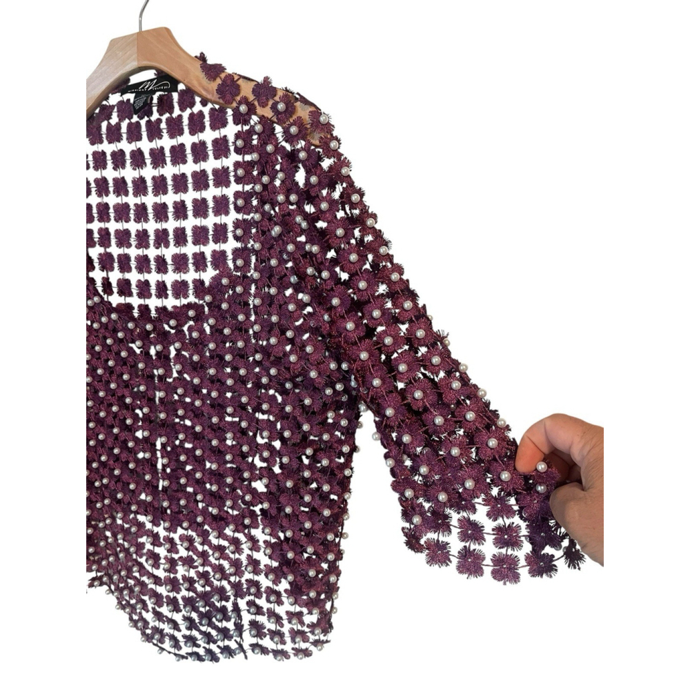 Midnight Velvet Knit Top Womens Size XL Purple Pearl - Picture 3 of 9